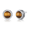 Il rodio a forma di rotondo di Tiger Eye Stone Stud Earrings ha placcato l'argento 925 per il regalo