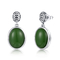 giada di verde di ovale di 1.54g 925 Sterling Silver Gemstone Earrings 9x10mm