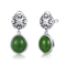 giada di verde di ovale di 1.54g 925 Sterling Silver Gemstone Earrings 9x10mm