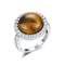 Gli anelli d'argento della pietra preziosa di nozze 925 in tondo modellano gli anelli dell'occhio delle tigri di impegno