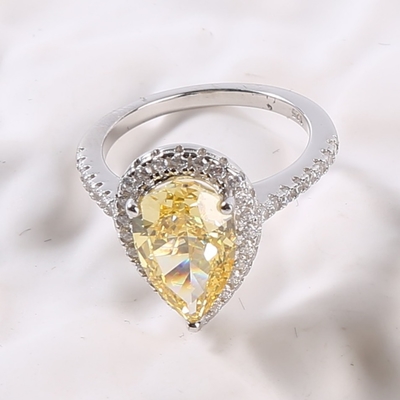 Radiant Cutting Pear Shaped 2.6g 925 Silver CZ Rings Sterling Silver Diamond Ring