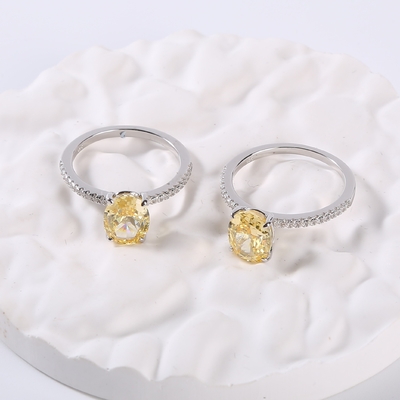 Egg Shaped Moissanite Engagement Rings 2.6g 925 Silver CZ Rings Glittering