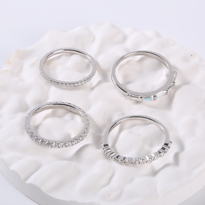 1.30g 925 CZ Engagement Ring Unisex Silver Wedding Rings For Couple