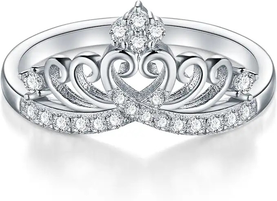 anello di fidanzamento d'argento della pietra 925 principali di 2.0mm, impegno a forma di Ring For Women della corona