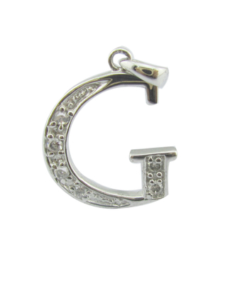 G Lettera 1,25mm/1,5mm Pietre 925 Argento CZ Pendente Accessibile ed Elegante Pendente d'argento Sterling Alfabeto di diamanti