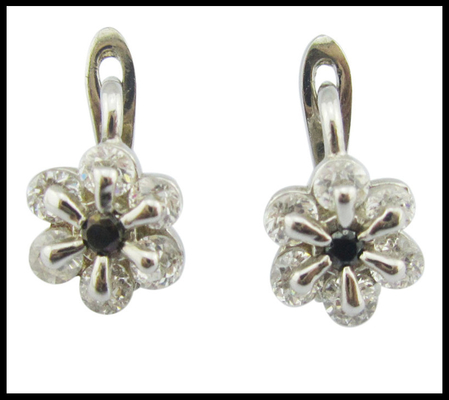 Cz Pietra Dimensioni 1,0-1,25 mm Cubici senza nichel Zirconia 925 d'argento Orecchini con design Fiore Orecchini rosa d'argento sterling