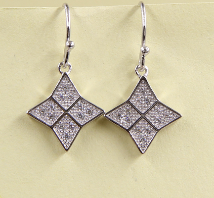 925 Sterling Silver Quattro foglie di trifoglio orecchini con zirconia cubica pietre Dangle orecchini unici CZ di alta qualità