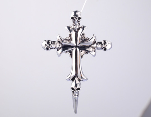 925 Sterling Silver Pendant con Zircon Religious Pendant Skull Cross Pendant con 19' Chain hip hop ice