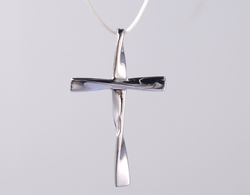 18K Oro Bianco Diamante Sterling Croce d'Argento Plain Brillante Pendente 925 Pendente Religioso Casual to Formal gif di Natale