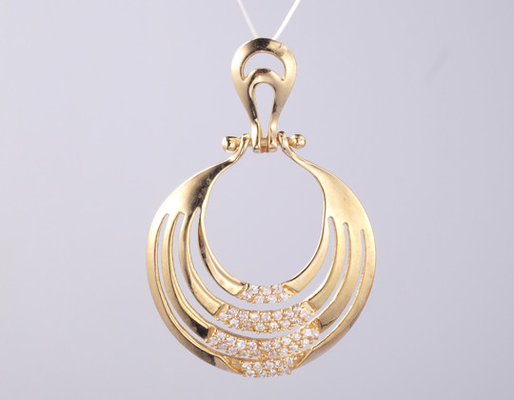 18K GIALLO Oro Unico 925 Argento Pendente Geometrico Decorato Con Anelli di Zircone D'argento Personalizzabili Accessoio