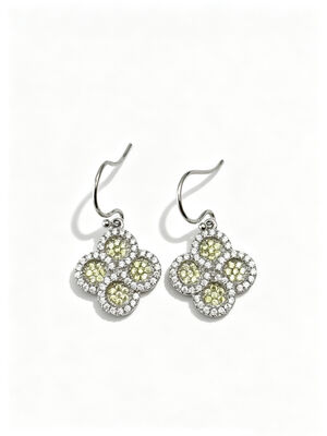 2026 New Hot Summer 925 Silver CZ Ohrring Wire/Ohrring Hook con Apple Verde e Bianco AAA CZ Stones, Round Lucky Flower Circle Ohrring Gioielli in rodio rivestiti per il classico look, Apple Green CZ Gioielli