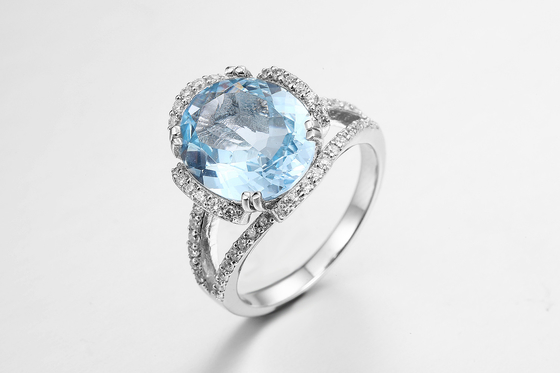 Anello di fidanzamento d'argento degli anelli 5.3g ottobre Birthstone della pietra preziosa dello zaffiro 925