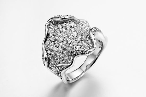 Bande di nozze femminili reticolari di zircone 9.84g Sterling Silver Cz Anniversary Bands