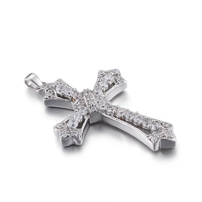 Sovrapposizione III 925 pendente d'argento del pendente 4.53g Sterling Silver Cubic Zirconia Cross della CZ