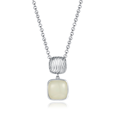 Lo specchio ha lucidato il cuscino d'argento Jade Pendant Necklace bianca del pendente della pietra preziosa 925