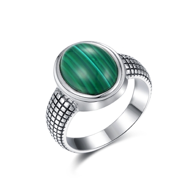 925 Sterling Silver Malachite Ring Round hanno modellato le fedi nuziali della malachite per le donne
