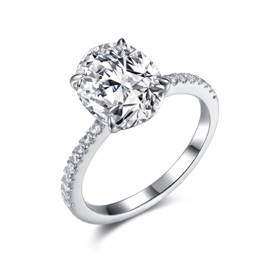 925 anelli di fidanzamento d'argento ovali di zircone degli anelli 8x10mm della CZ