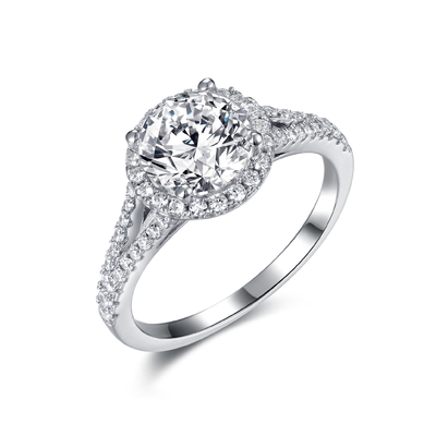 Stile scintillante di Sterling Silver Moissanite Wedding Rings 8.0mm del giro
